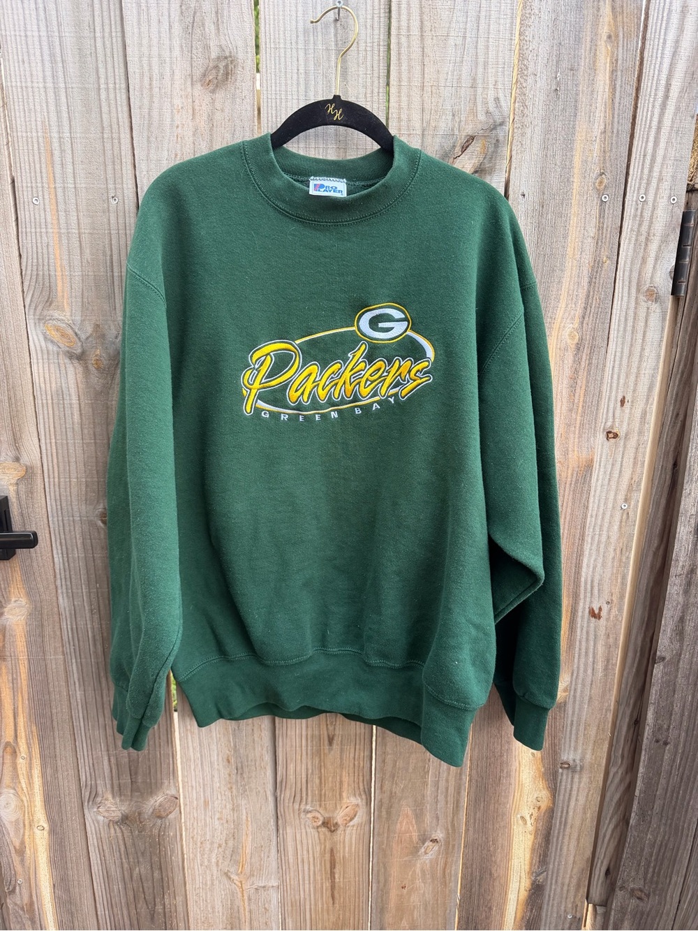 Vintage Pro Player Green Crewneck Sweatshirt with Yellow Packers Script Size L